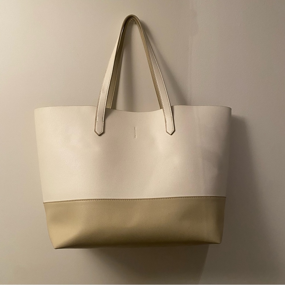 Indigo Cream and Tan Tote Bag